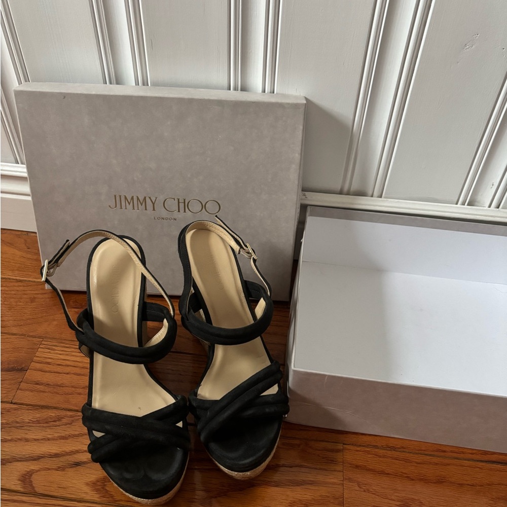 Jimmy Choo Black Women's Wedge Sandals